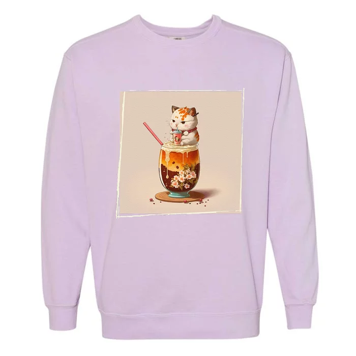 Ra Cat Kawaii Anime Japanese Kawaii Neko Garment-Dyed Sweatshirt