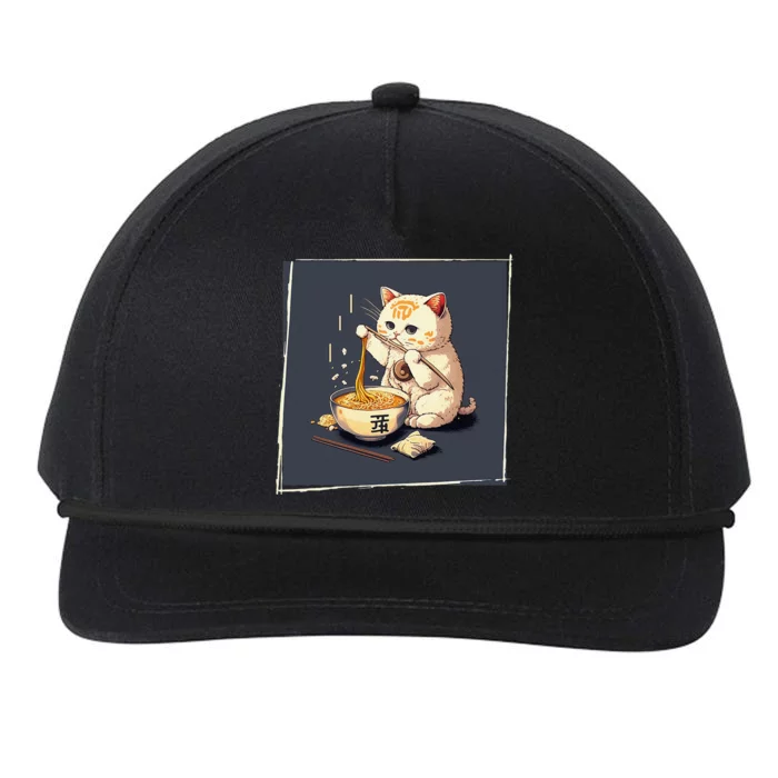 Ra Cat Kawaii Anime Japanese Kawaii Neko Snapback Five-Panel Rope Hat