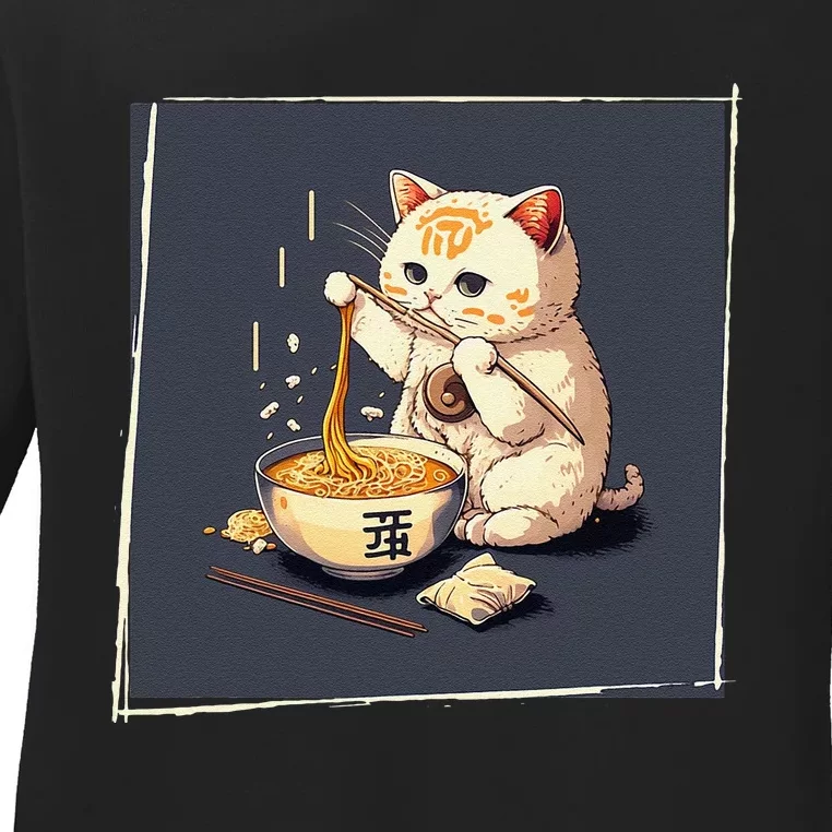 Ra Cat Kawaii Anime Japanese Kawaii Neko Ladies Long Sleeve Shirt