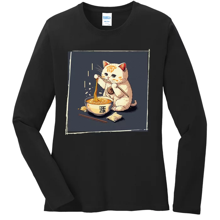 Ra Cat Kawaii Anime Japanese Kawaii Neko Ladies Long Sleeve Shirt