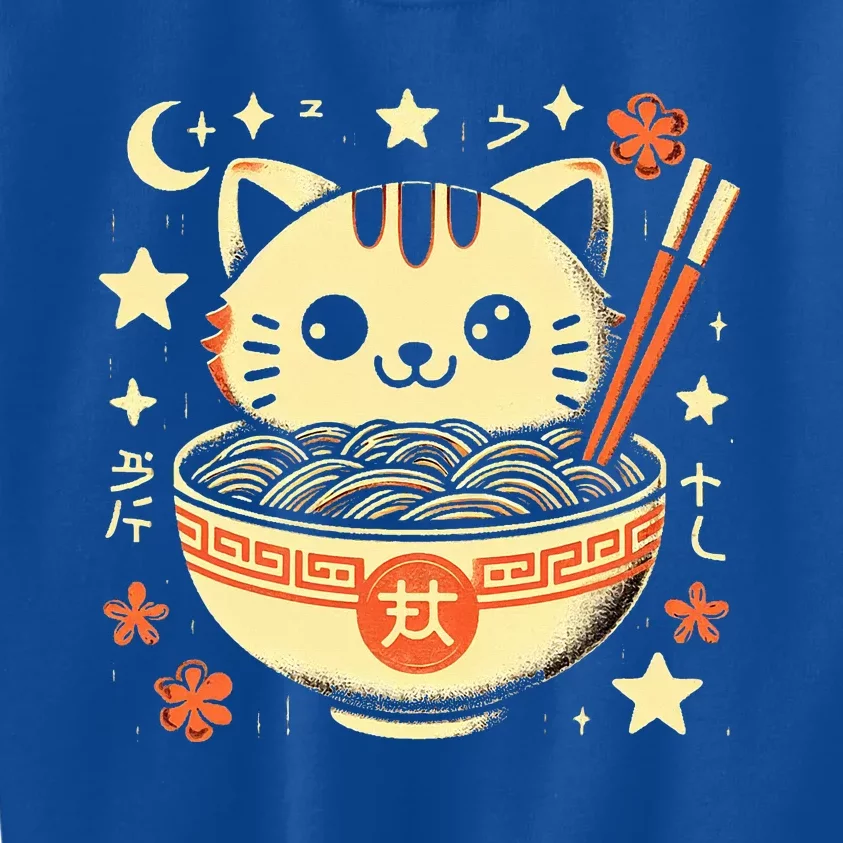 Ra Cat Kawaii Neko Japanese Noodles Aesthetic Otaku Lover Kids Sweatshirt