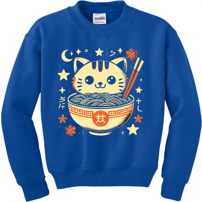 Ra Cat Kawaii Neko Japanese Noodles Aesthetic Otaku Lover Kids Sweatshirt