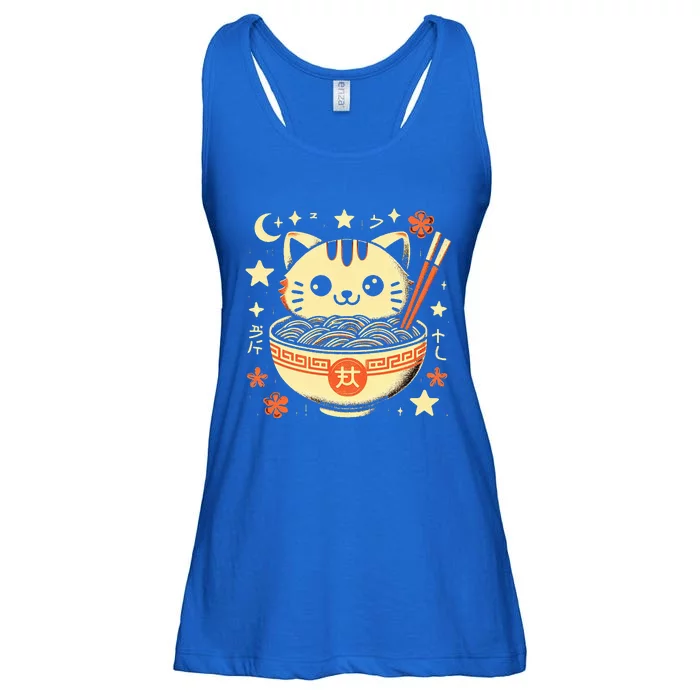 Ra Cat Kawaii Neko Japanese Noodles Aesthetic Otaku Lover Ladies Essential Flowy Tank