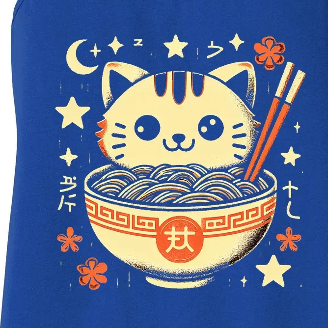 Ra Cat Kawaii Neko Japanese Noodles Aesthetic Otaku Lover Women's Racerback Tank