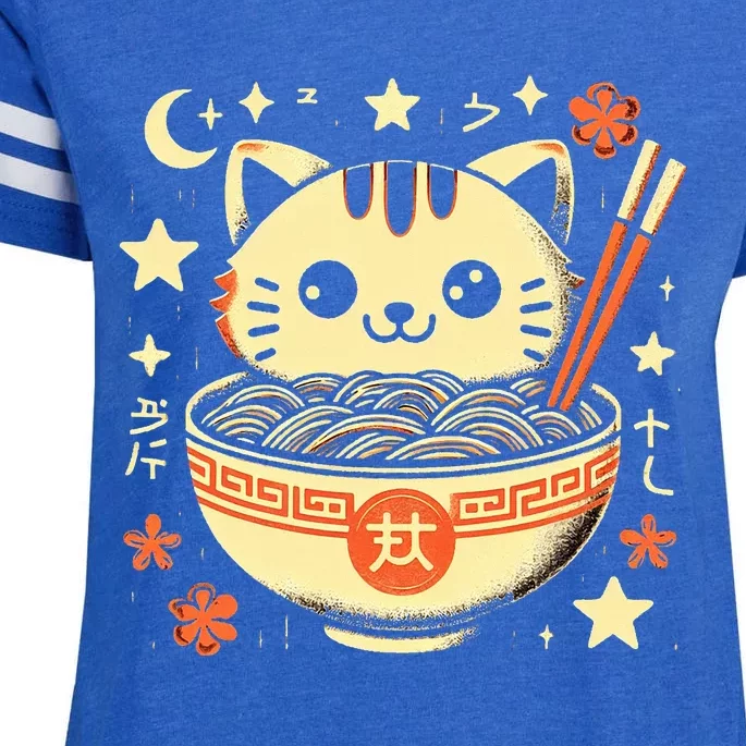 Ra Cat Kawaii Neko Japanese Noodles Aesthetic Otaku Lover Enza Ladies Jersey Football T-Shirt