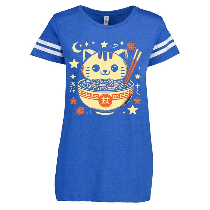 Ra Cat Kawaii Neko Japanese Noodles Aesthetic Otaku Lover Enza Ladies Jersey Football T-Shirt