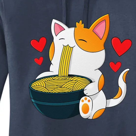 Ramen Cat Kawaii Anime Japanese Kawaii Cat Valentines Day Women's Pullover Hoodie