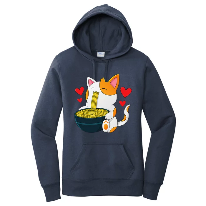 Ramen Cat Kawaii Anime Japanese Kawaii Cat Valentines Day Women's Pullover Hoodie