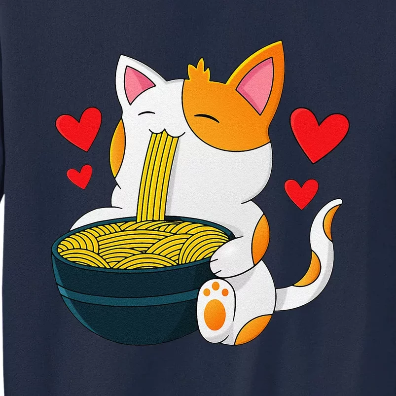 Ramen Cat Kawaii Anime Japanese Kawaii Cat Valentines Day Tall Sweatshirt