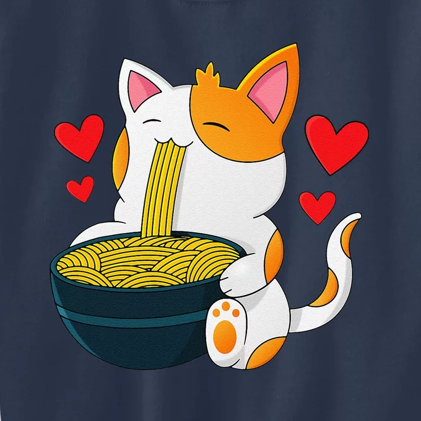 Ramen Cat Kawaii Anime Japanese Kawaii Cat Valentines Day Kids Sweatshirt