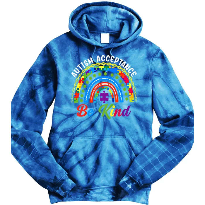 Rainbow Choose Kindness Be Kind Autism Awareness Acceptance Gift Tie Dye Hoodie