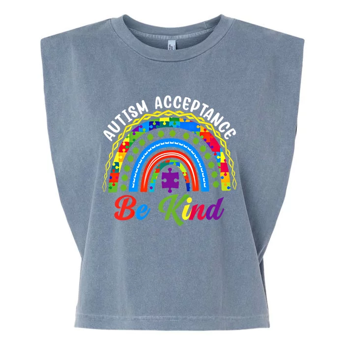 Rainbow Choose Kindness Be Kind Autism Awareness Acceptance Gift Garment-Dyed Women's Muscle Tee