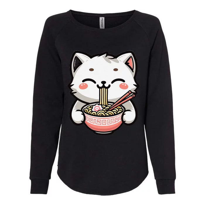 Ramen Cat Kitten Kawaii Japanese Neko Anime Womens California Wash Sweatshirt