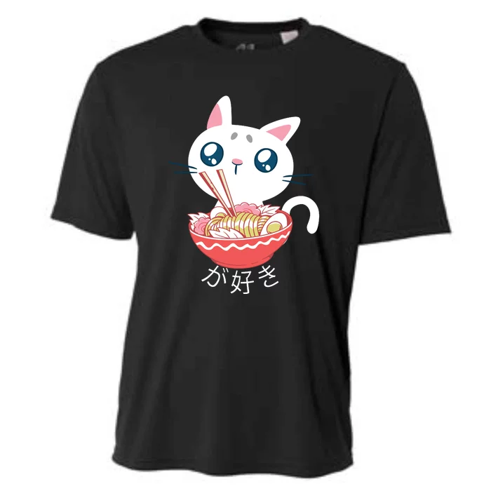 Ramen Cat Kawaii Anime Japanese Kawaii Neko Cooling Performance Crew T-Shirt