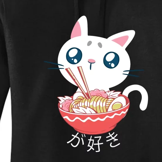 Ramen Cat Kawaii Anime Japanese Kawaii Neko Women's Pullover Hoodie