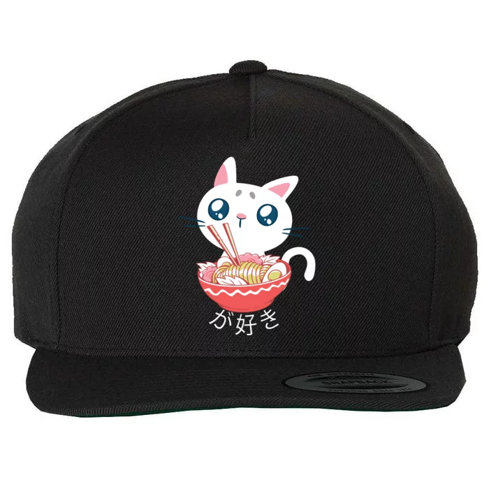 Ramen Cat Kawaii Anime Japanese Kawaii Neko Wool Snapback Cap