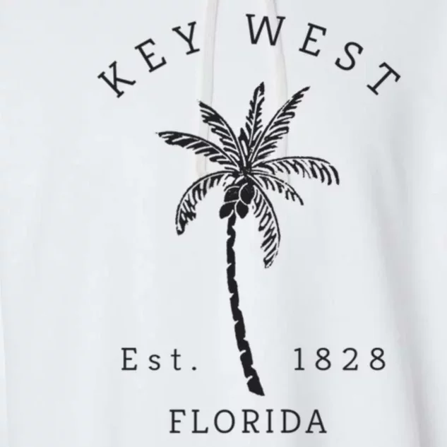 Retro Cool Key West Florida Palm Tree Novelty Garment-Dyed Fleece Hoodie