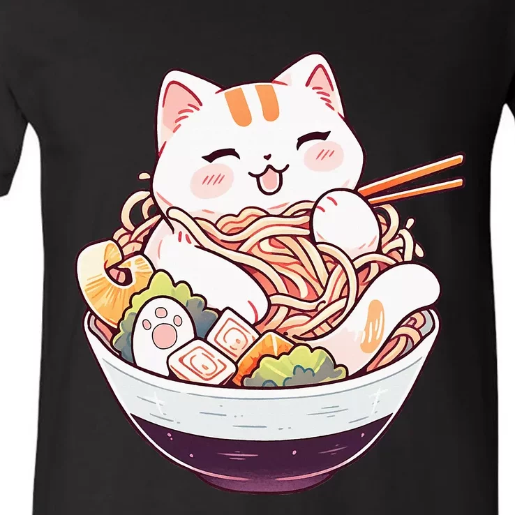 Ra Cat Kawaii Neko Cute Anime V-Neck T-Shirt