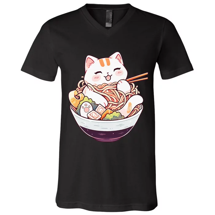 Ra Cat Kawaii Neko Cute Anime V-Neck T-Shirt