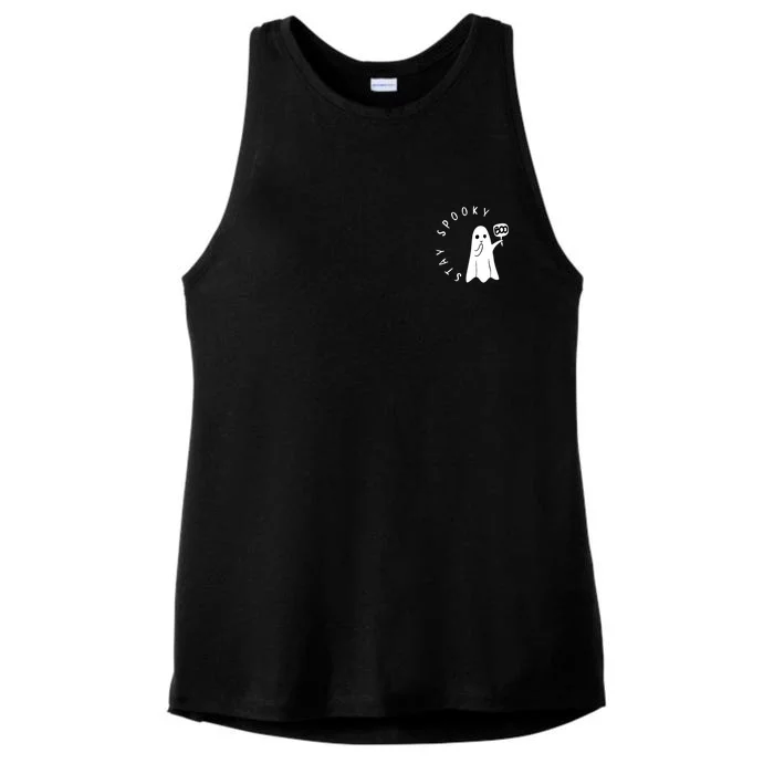 Retro Cute Little Ghost Boo Halloween Costume Ladies Tri-Blend Wicking Tank