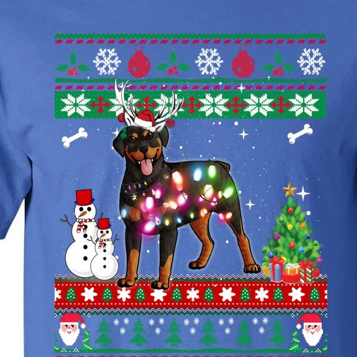 Rottweiler Christmas Lights Funny Xmas Dog Gift Tall T-Shirt