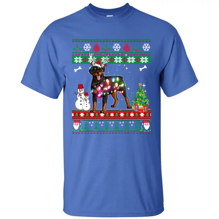 Rottweiler Christmas Lights Funny Xmas Dog Gift Tall T-Shirt