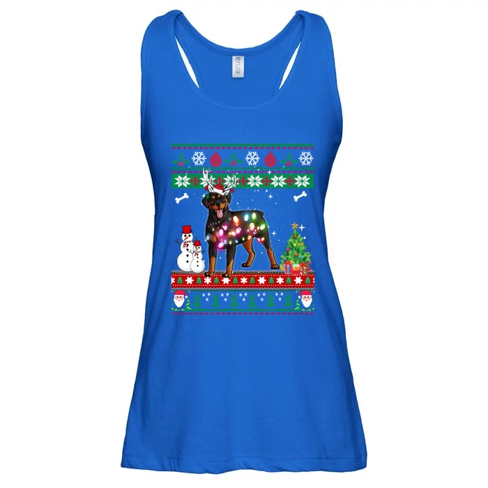 Rottweiler Christmas Lights Funny Xmas Dog Gift Ladies Essential Flowy Tank