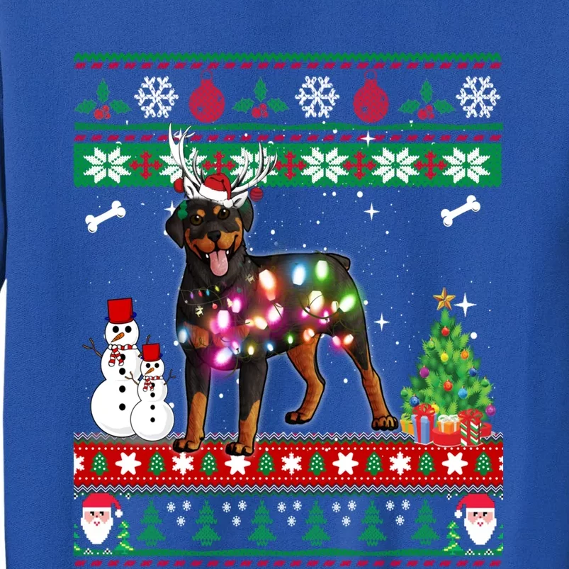 Rottweiler Christmas Lights Funny Xmas Dog Gift Tall Sweatshirt