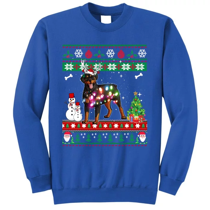 Rottweiler Christmas Lights Funny Xmas Dog Gift Tall Sweatshirt