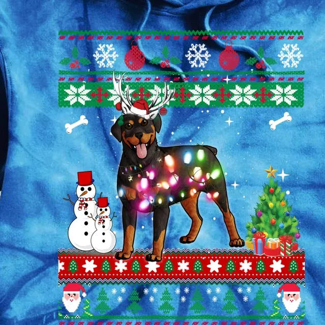 Rottweiler Christmas Lights Funny Xmas Dog Gift Tie Dye Hoodie