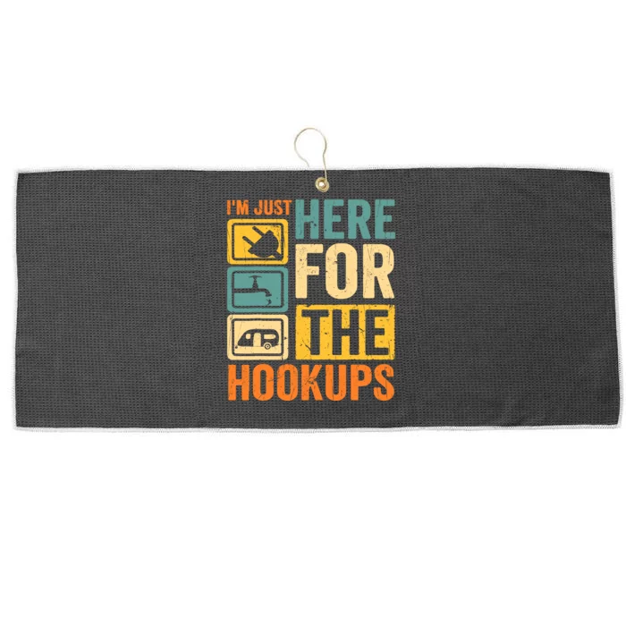 Rv Camping Lover Just Here For Hookups Retro Camper Funny Large Microfiber Waffle Golf Towel