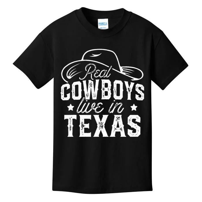 Real Cowboys Live In Texas Lover State Texans Texan Kids T-Shirt