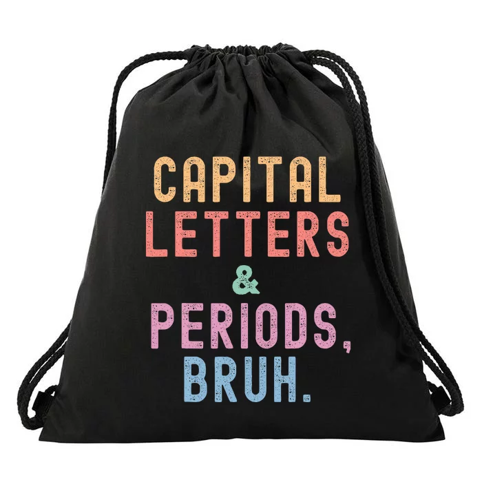 retro Capital Letters And Periods Bruh Drawstring Bag