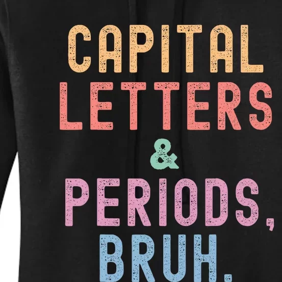 retro Capital Letters And Periods Bruh Women's Pullover Hoodie