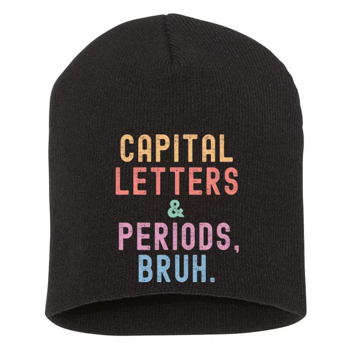 retro Capital Letters And Periods Bruh Short Acrylic Beanie