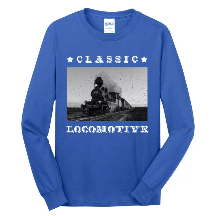 Retro Classic Locomotive Steam Train Lovers Vintage Gift Tall Long Sleeve T-Shirt