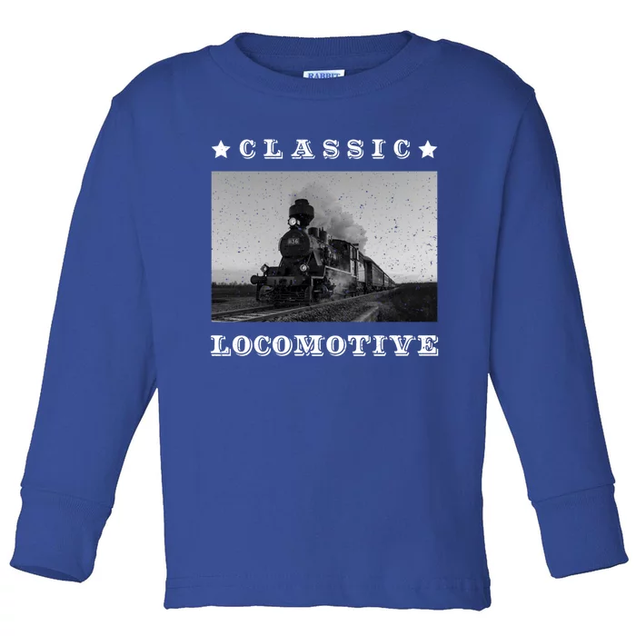 Retro Classic Locomotive Steam Train Lovers Vintage Gift Toddler Long Sleeve Shirt