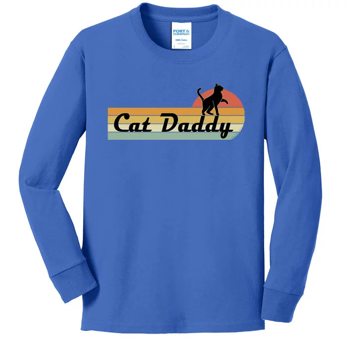 Retro Cat Lovers Cat Daddy Kids Long Sleeve Shirt