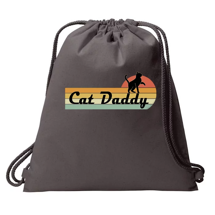 Retro Cat Lovers Cat Daddy Drawstring Bag