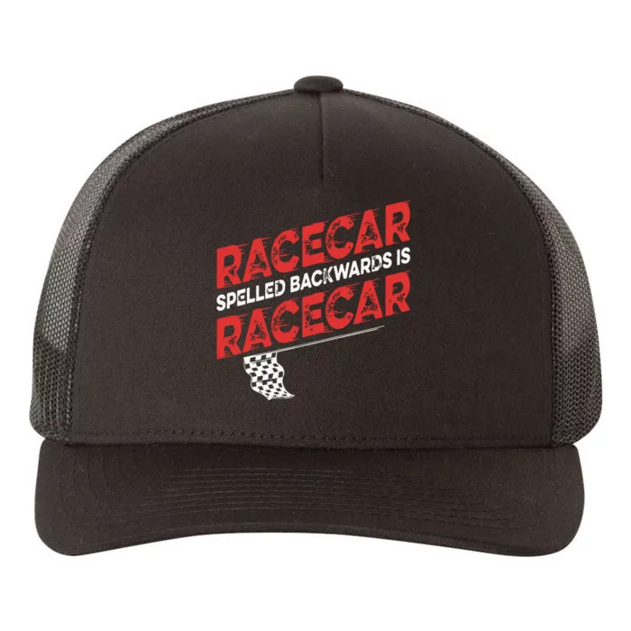 Race Car Lovers Car Racing Apparel Racecar Spelled Backwards Yupoong Adult 5-Panel Trucker Hat