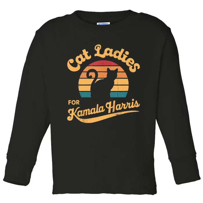 Retro Cat Ladies For Kamala Toddler Long Sleeve Shirt