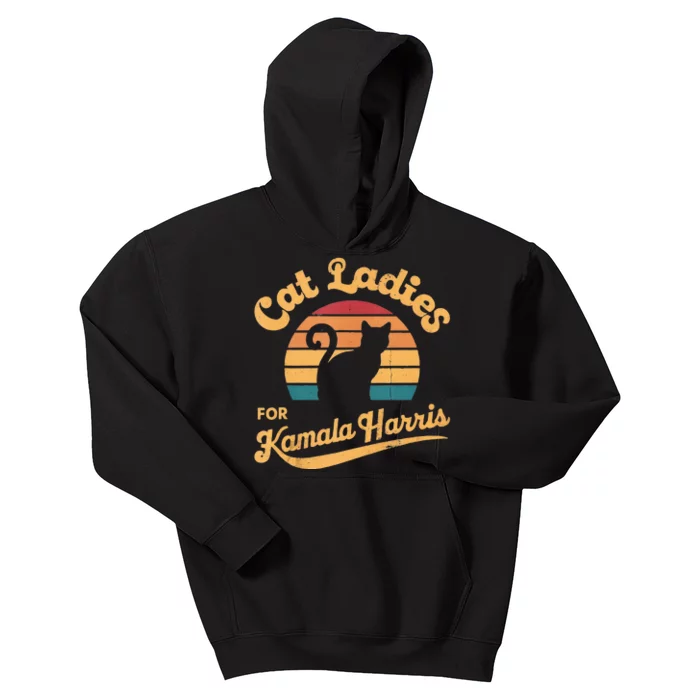 Retro Cat Ladies For Kamala Kids Hoodie