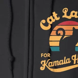 Retro Cat Ladies For Kamala Full Zip Hoodie