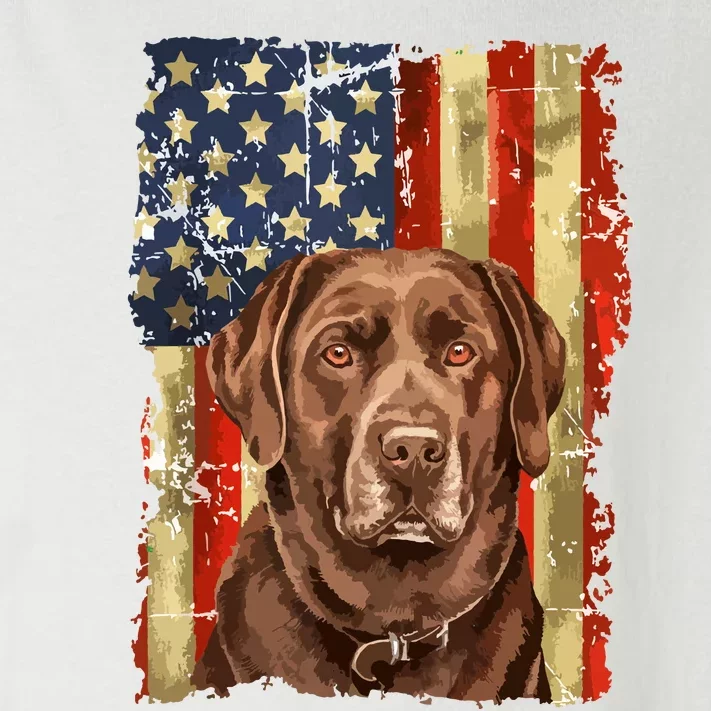 Retro Chocolate Lab With Usa Flag Gift Chocolate Lab Dad Mom Toddler Long Sleeve Shirt