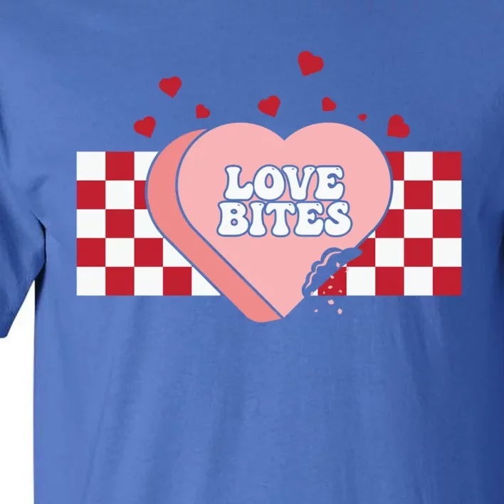 Retro Checkered Love Bites Heart Happy Valentines Day Couple Great Gift Tall T-Shirt