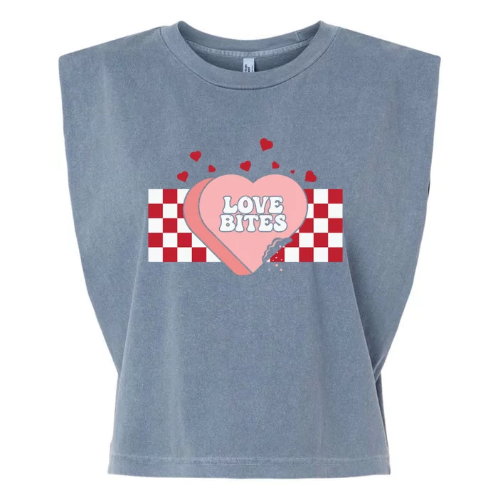 Retro Checkered Love Bites Heart Happy Valentines Day Couple Great Gift Garment-Dyed Women's Muscle Tee