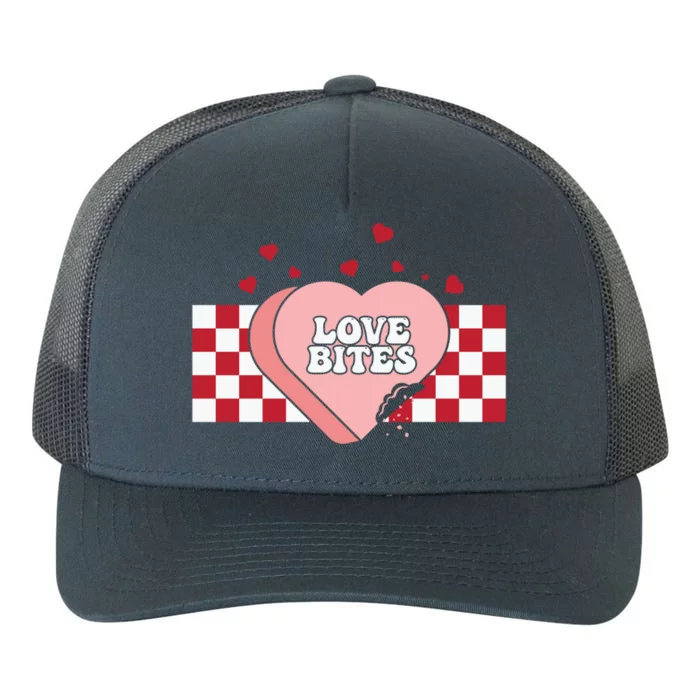 Retro Checkered Love Bites Heart Happy Valentines Day Couple Great Gift Yupoong Adult 5-Panel Trucker Hat