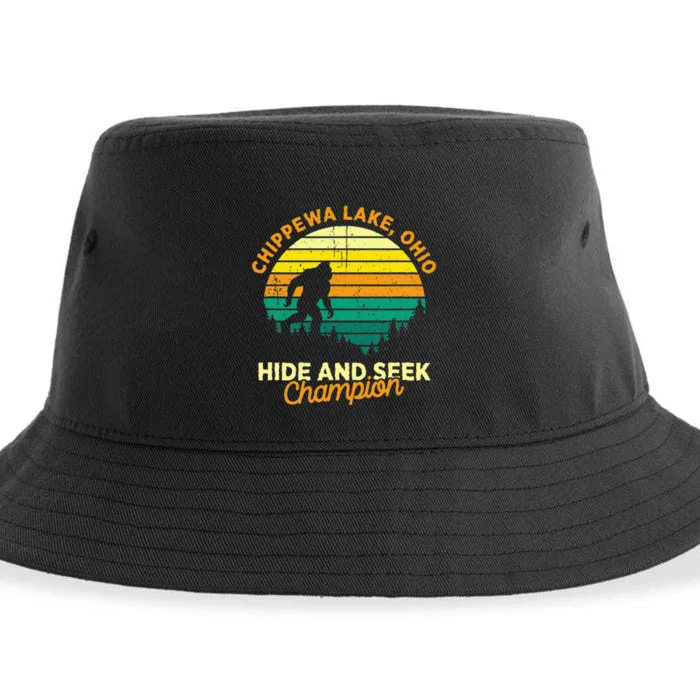 Retro Chippewa Lake Ohio Big Foot Souvenir Sustainable Bucket Hat