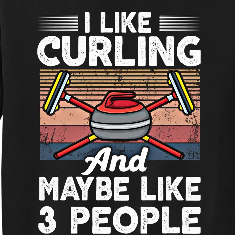 Retro Curling Love Design Curler Winter Ice Sports Curling Gift Sweatshirt