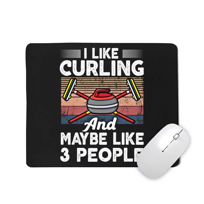 Retro Curling Love Design Curler Winter Ice Sports Curling Gift Mousepad